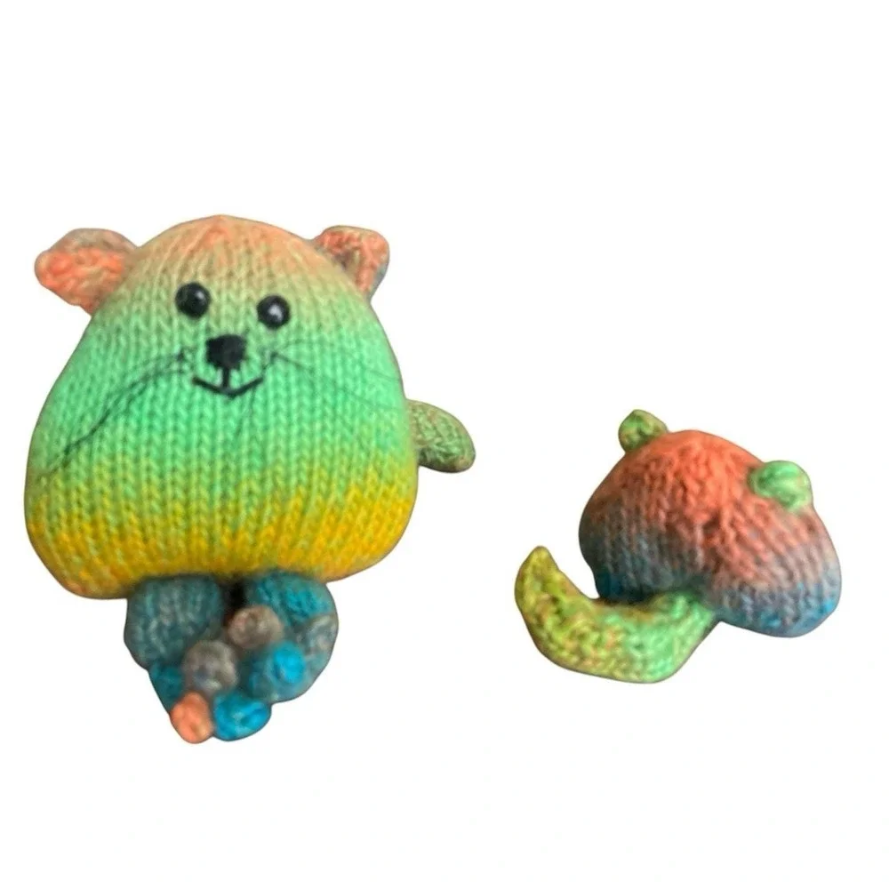 Handmade Cats Rainbow Kitty Gift for Cat Lovers Stuffed Animals Knitted Toys